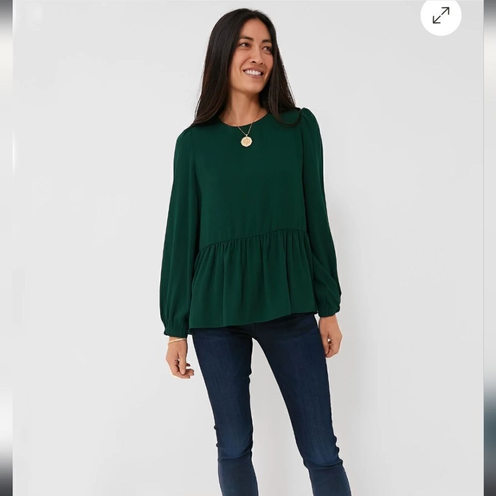 Pomander Place NWT blHunter Green Carlota Peplum Blouse